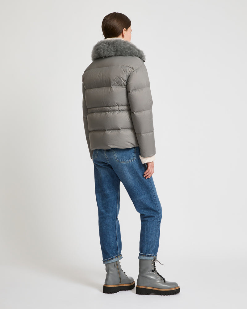 Down jacket with fluffy lambswool trim-Yves Salomon-Winter sale & boxing day
