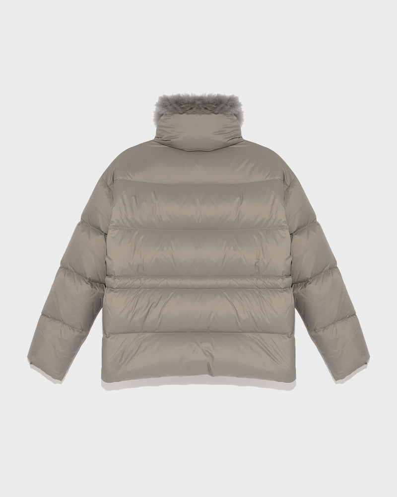 Down jacket with fluffy lambswool trim-Yves Salomon-Winter sale & boxing day
