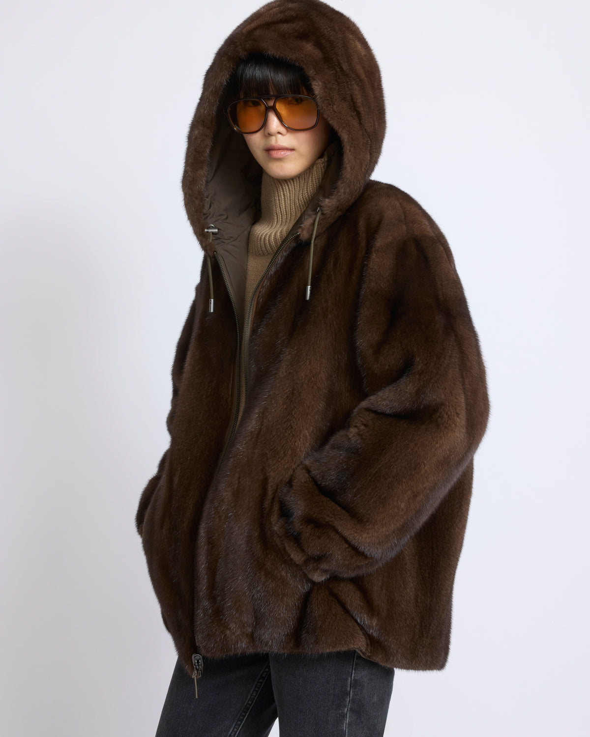 Reversible technical fabric hoodie with mink fur - Yves Salomon - New Fall/Winter Collection