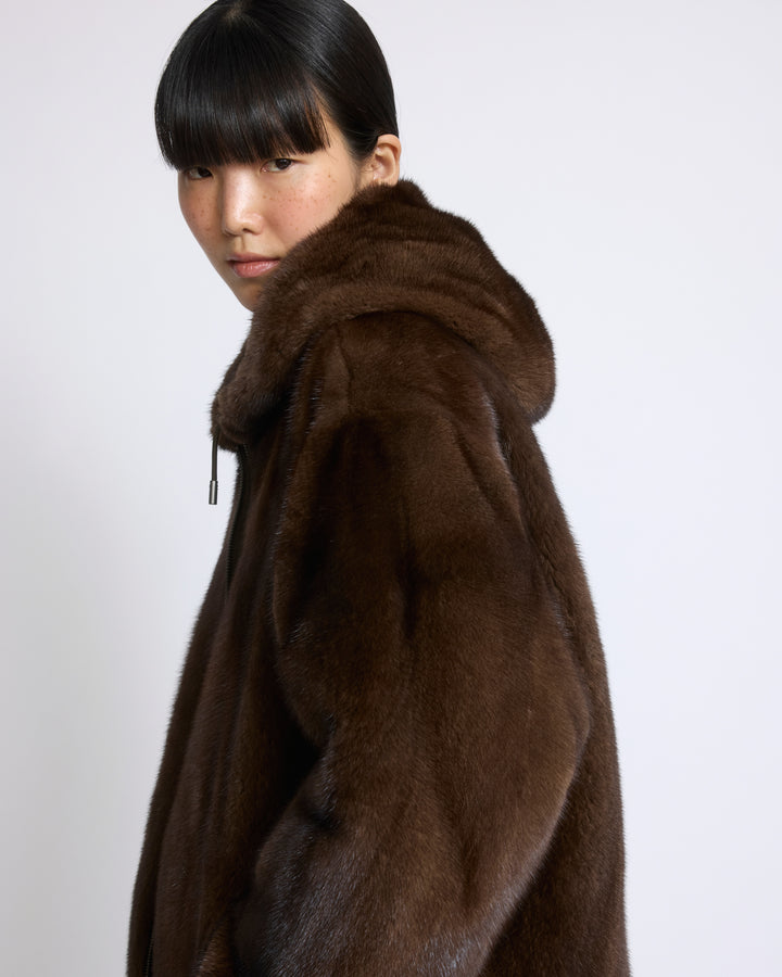 Reversible technical fabric hoodie with mink fur - Yves Salomon - New Fall/Winter Collection