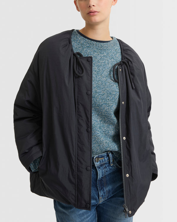 Short down jacket with drawstring neck