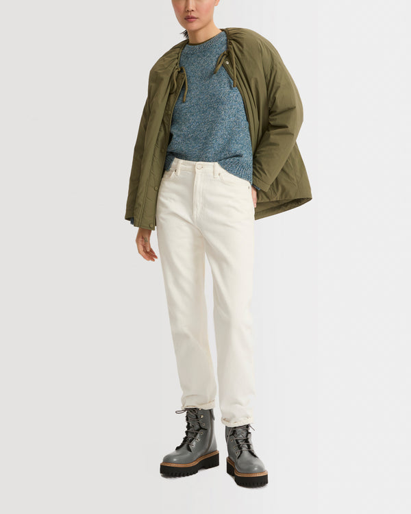 Short down jacket with drawstring neck