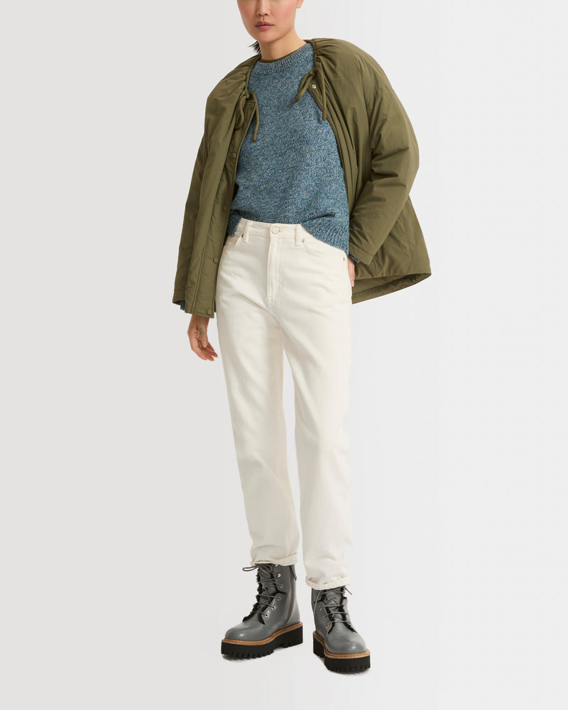 Short down jacket with drawstring neck