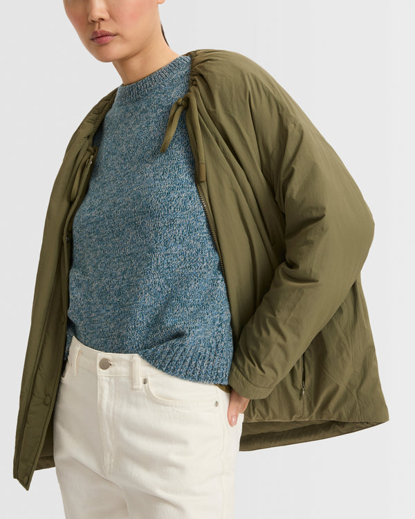 Short down jacket with drawstring neck