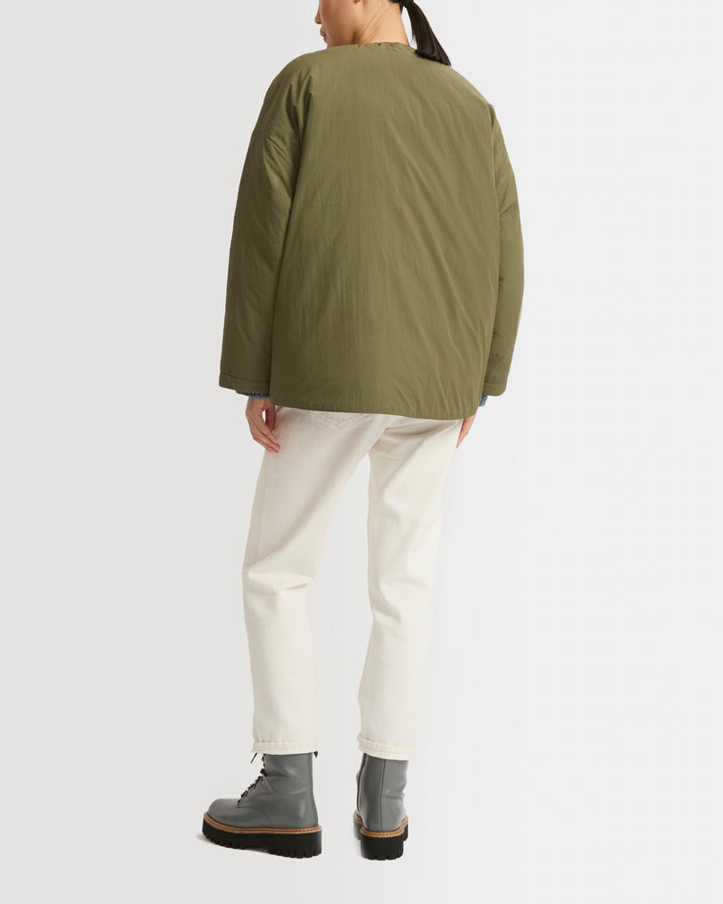 Short down jacket with drawstring neck