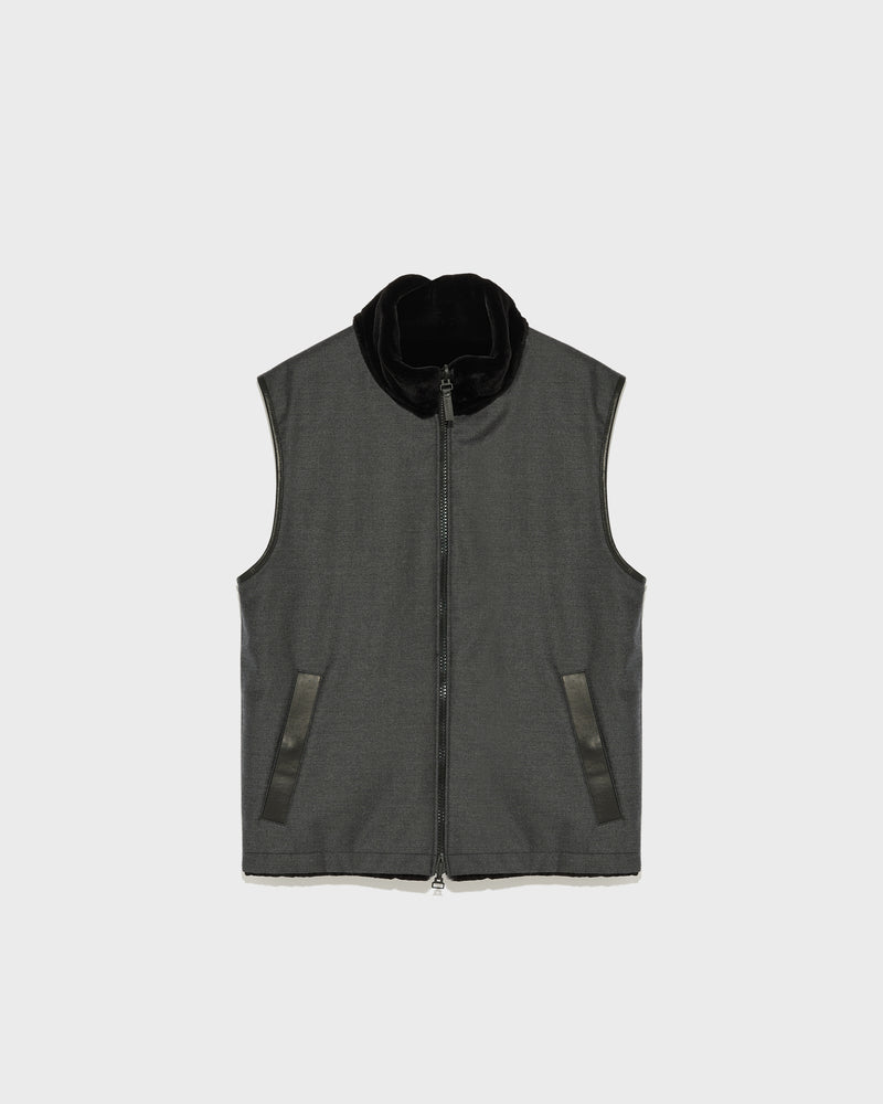 Gilet made with Loro Piana fabric and sheared mink