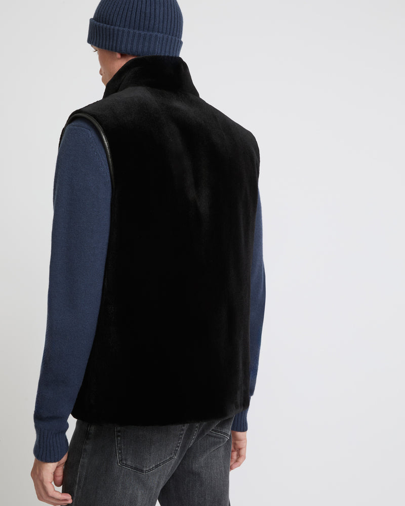Gilet made with Loro Piana fabric and sheared mink