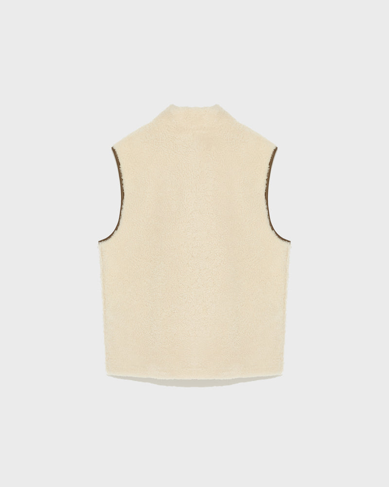 Reversible shearling fleece gilet