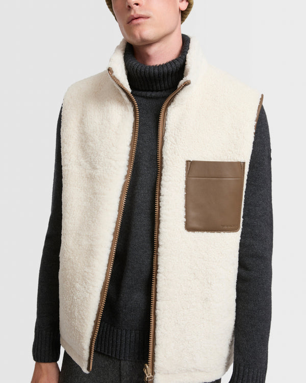 Reversible shearling fleece gilet
