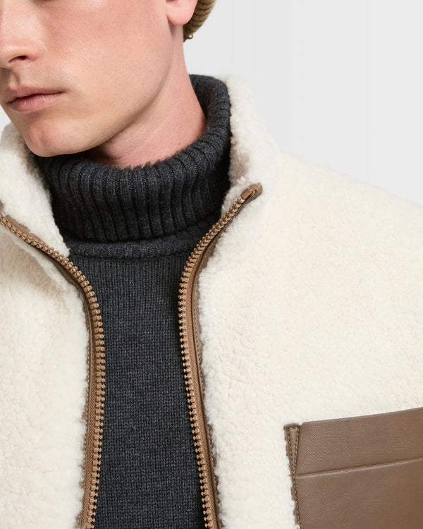 Reversible shearling fleece gilet
