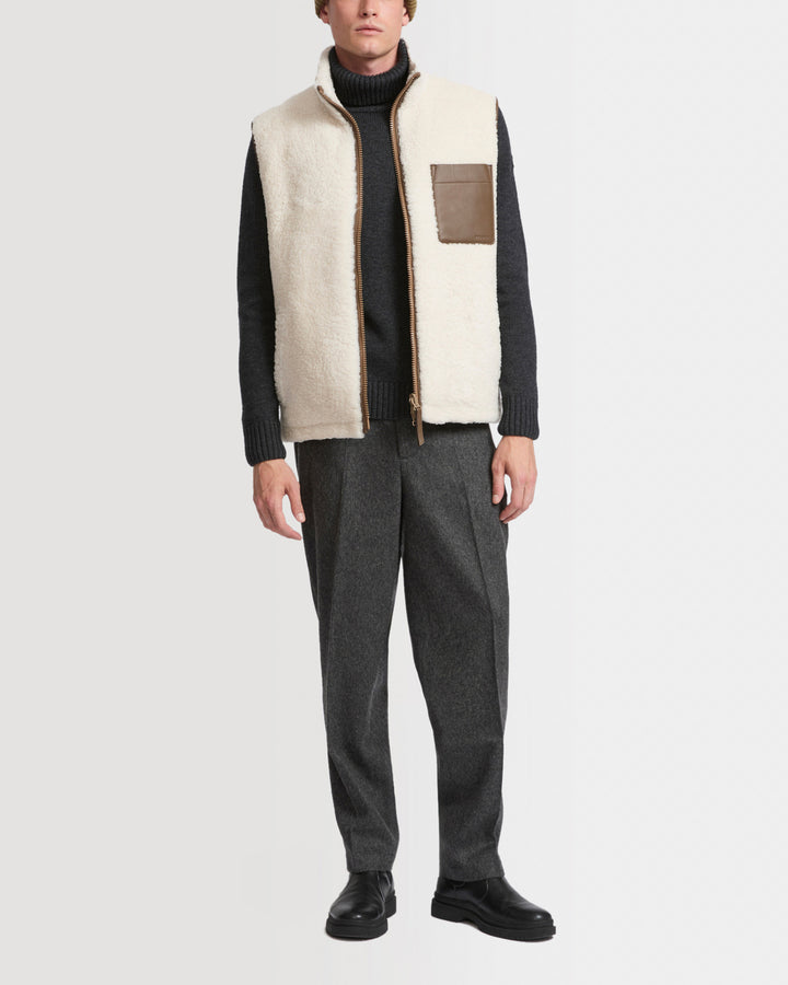 Reversible shearling fleece gilet