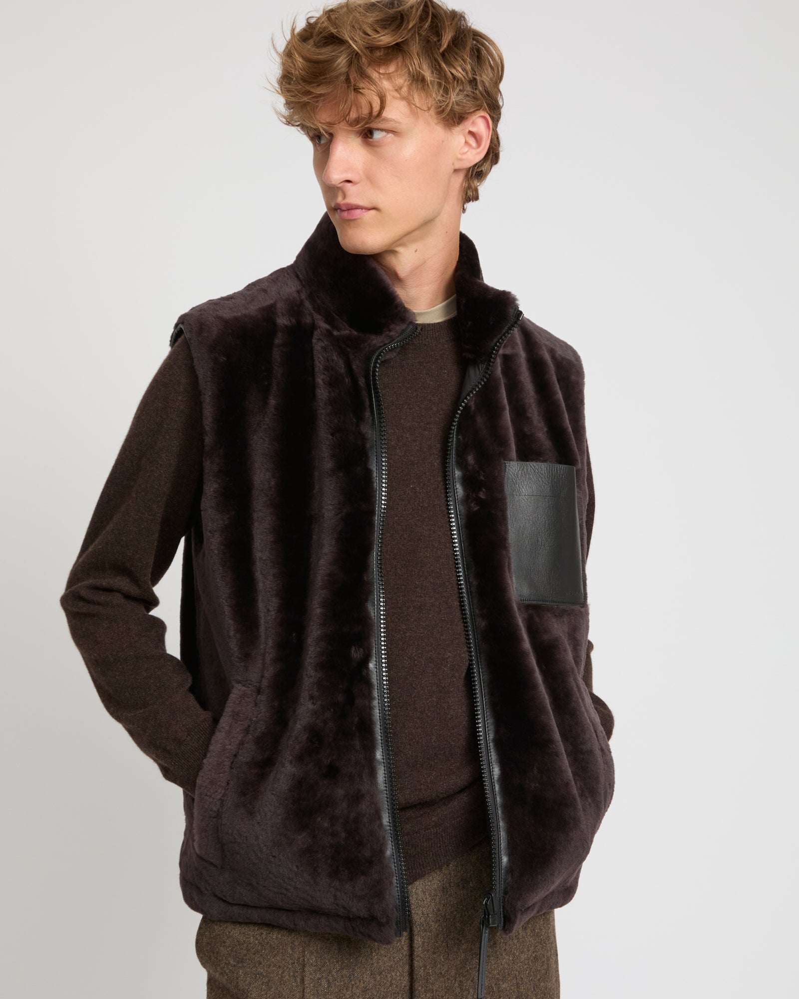 Reversible Shearling and Technical Fabric Gilet -Yves Salomon