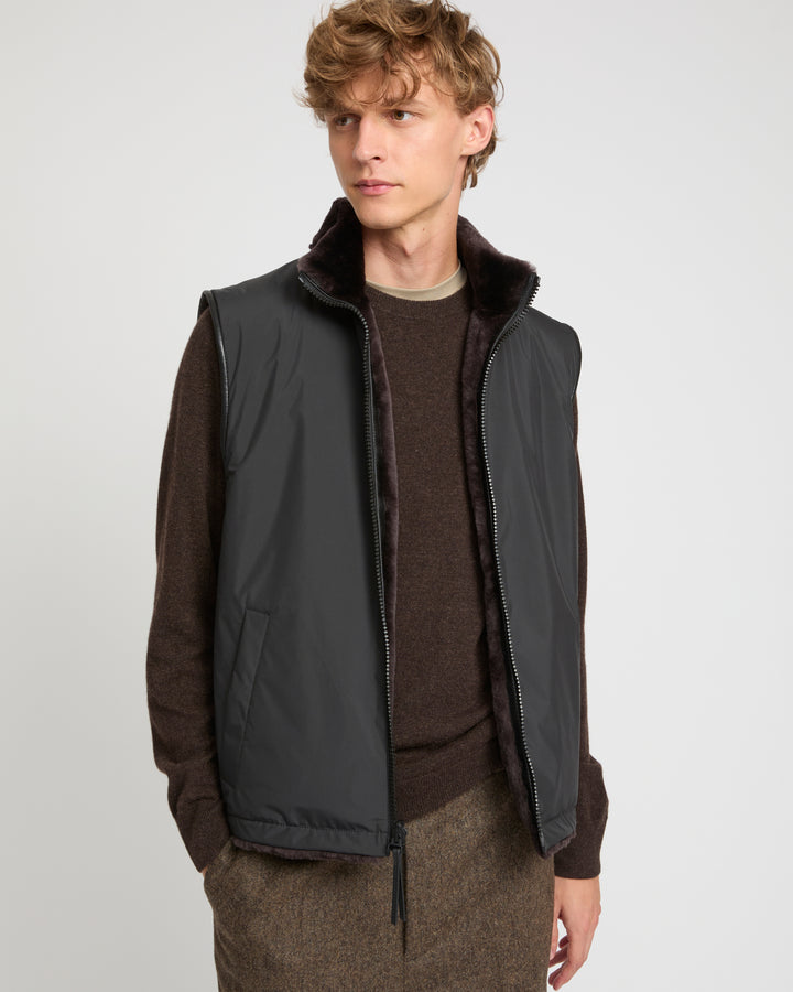 Reversible Shearling and Technical Fabric Gilet -Yves Salomon