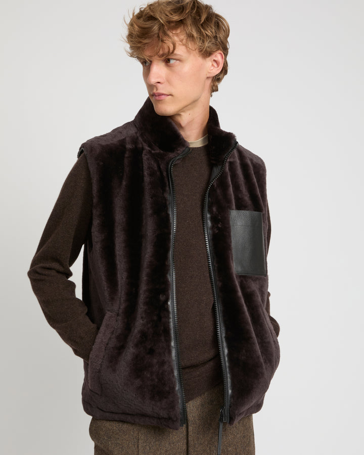 Reversible Shearling and Technical Fabric Gilet -Yves Salomon