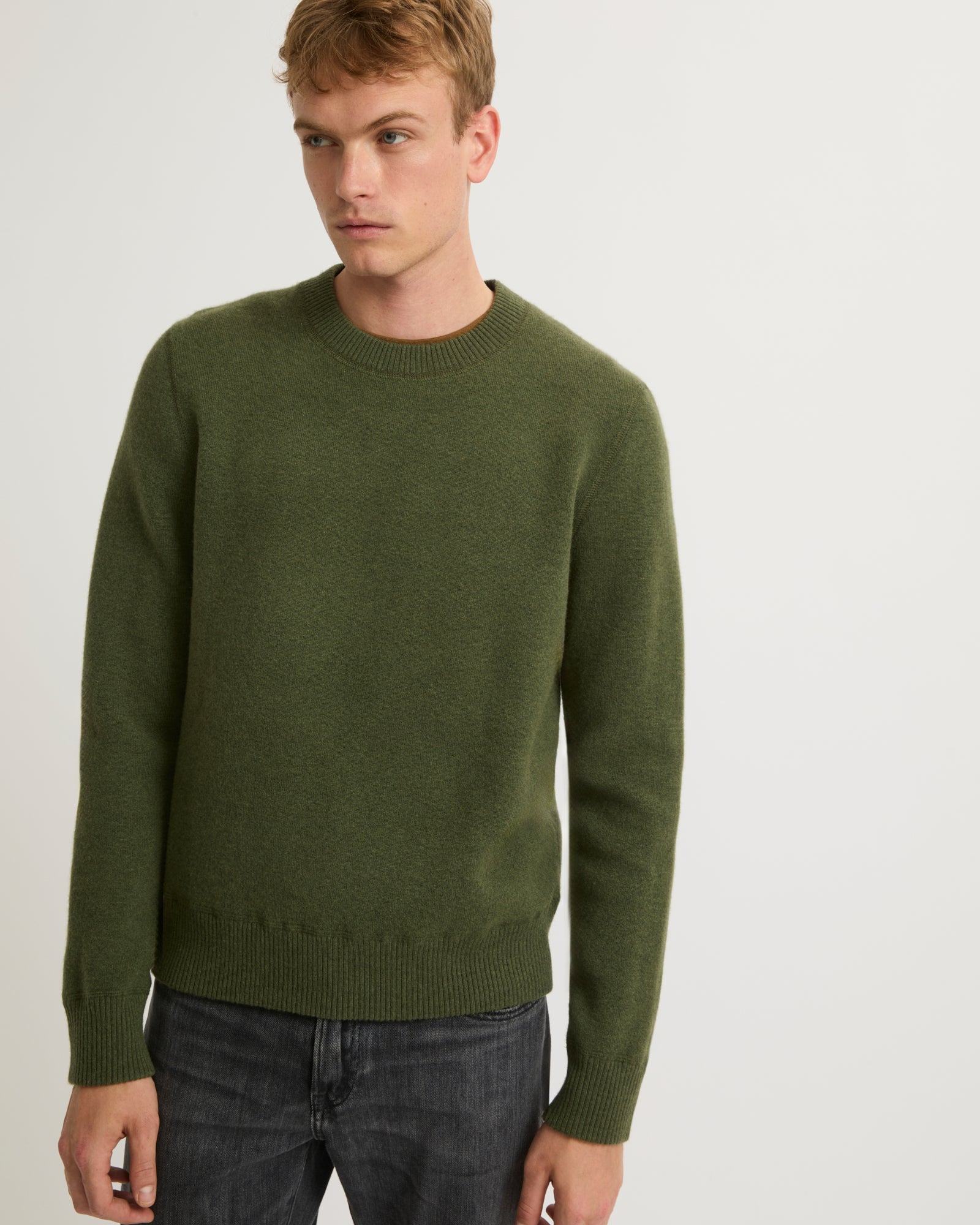 Two-tone reversible crew neck jumper in wool-cashmere knit-Yves Salomon-Winter sale & boxing day