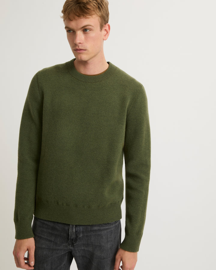Two-tone reversible crew neck jumper in wool-cashmere knit-Yves Salomon-Winter sale & boxing day