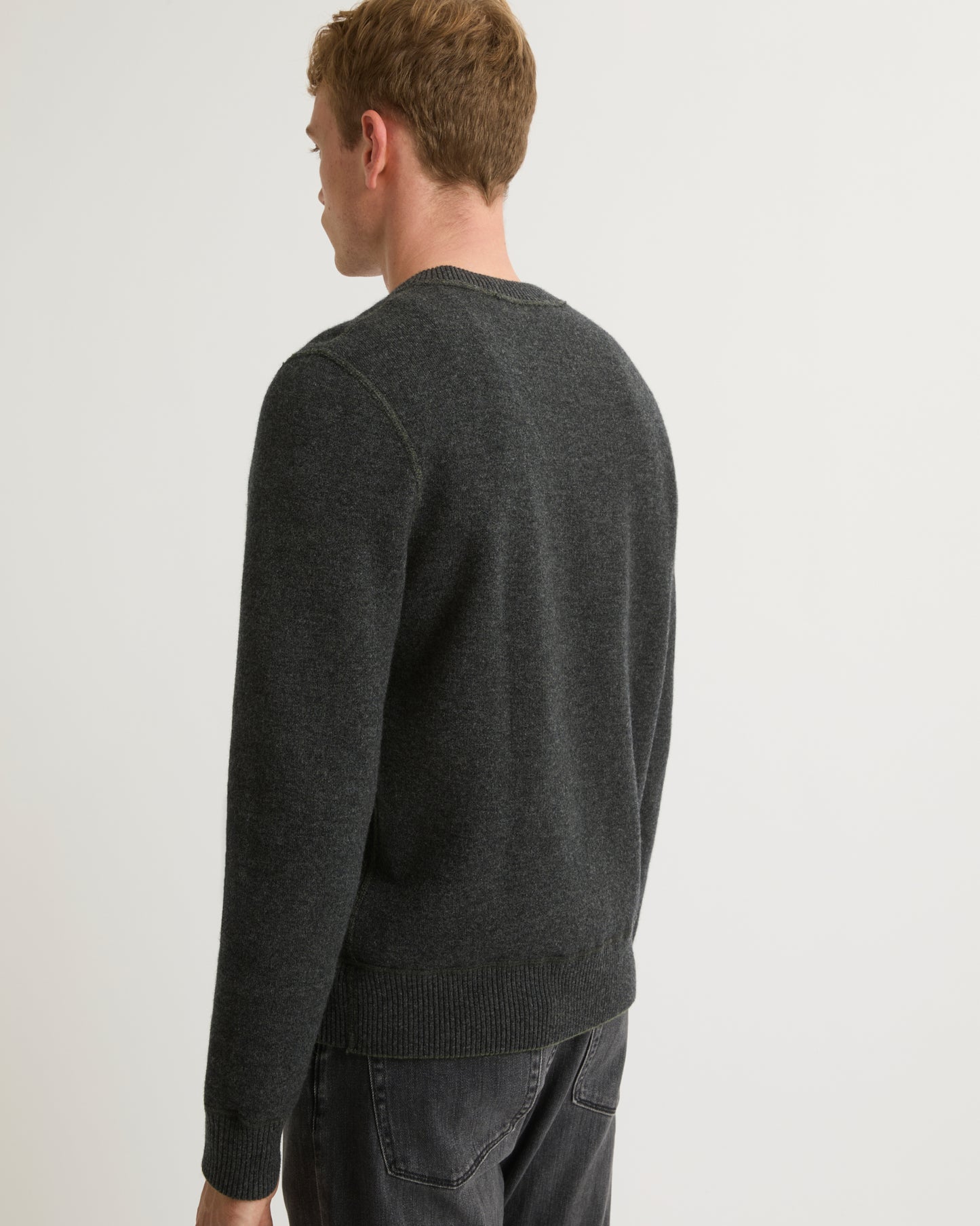 Two-tone reversible crew neck jumper in wool-cashmere knit-Yves Salomon-Winter sale & boxing day