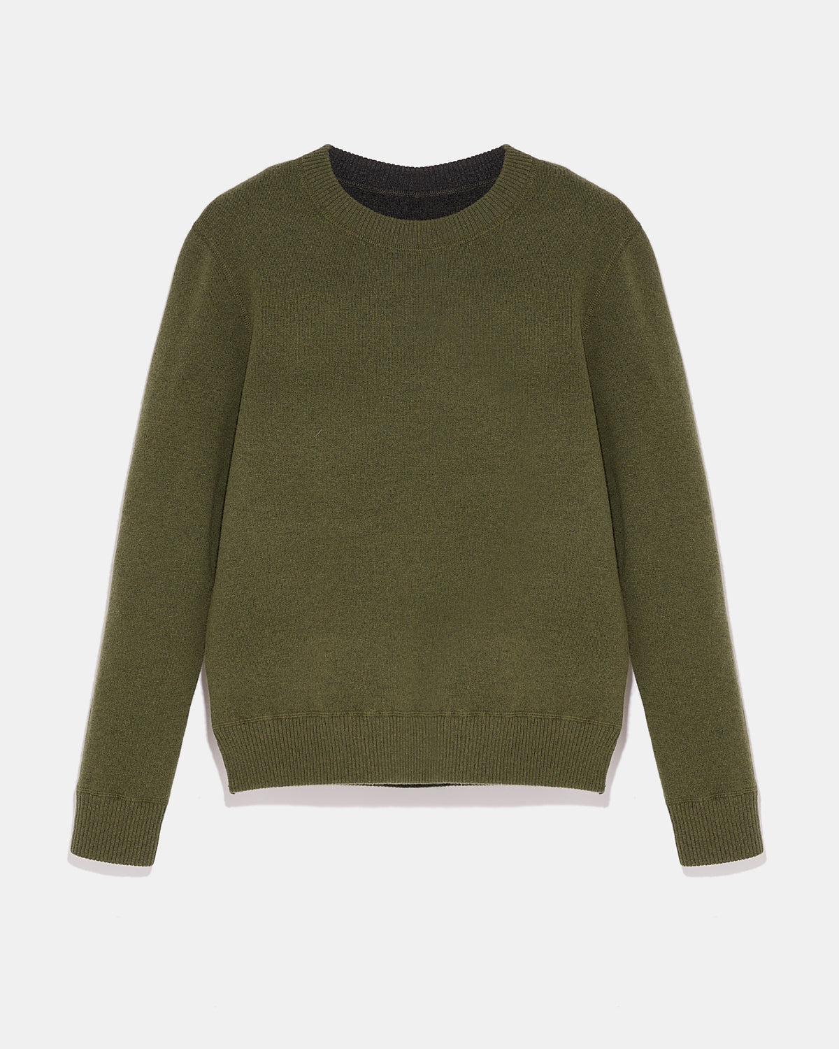Two-tone reversible crew neck jumper in wool-cashmere knit-Yves Salomon-Winter sale & boxing day