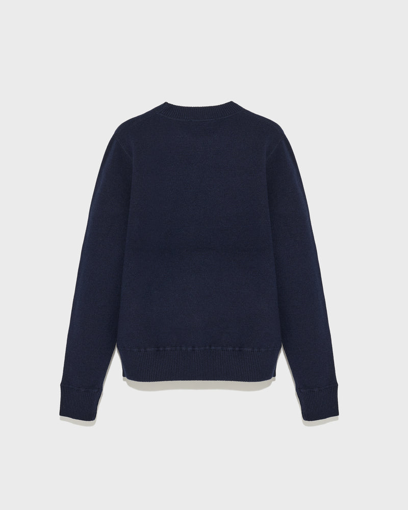 Two-tone reversible crew neck jumper in wool-cashmere knit-Yves Salomon-Winter sale & boxing day