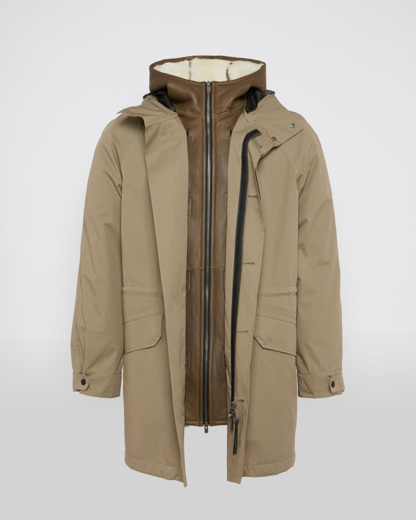 Iconic parka in cotton blend and shearling
