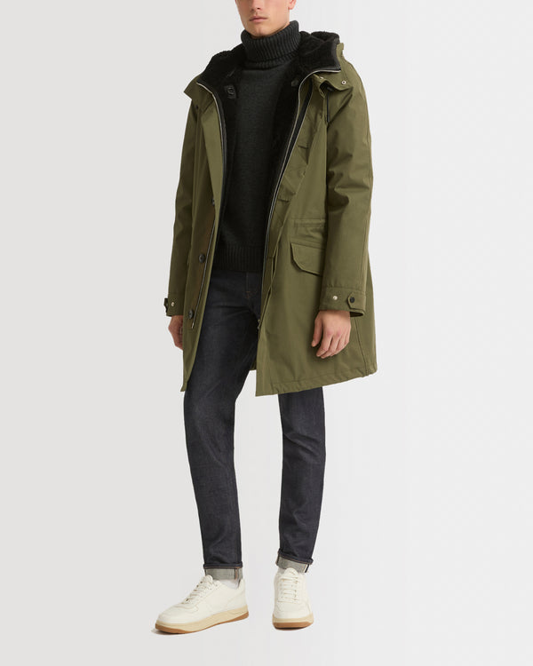 Iconic parka in cotton blend and shearling