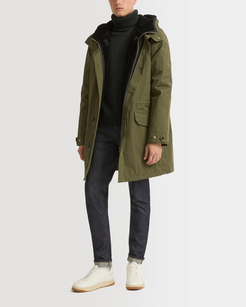 Iconic parka in cotton blend and shearling