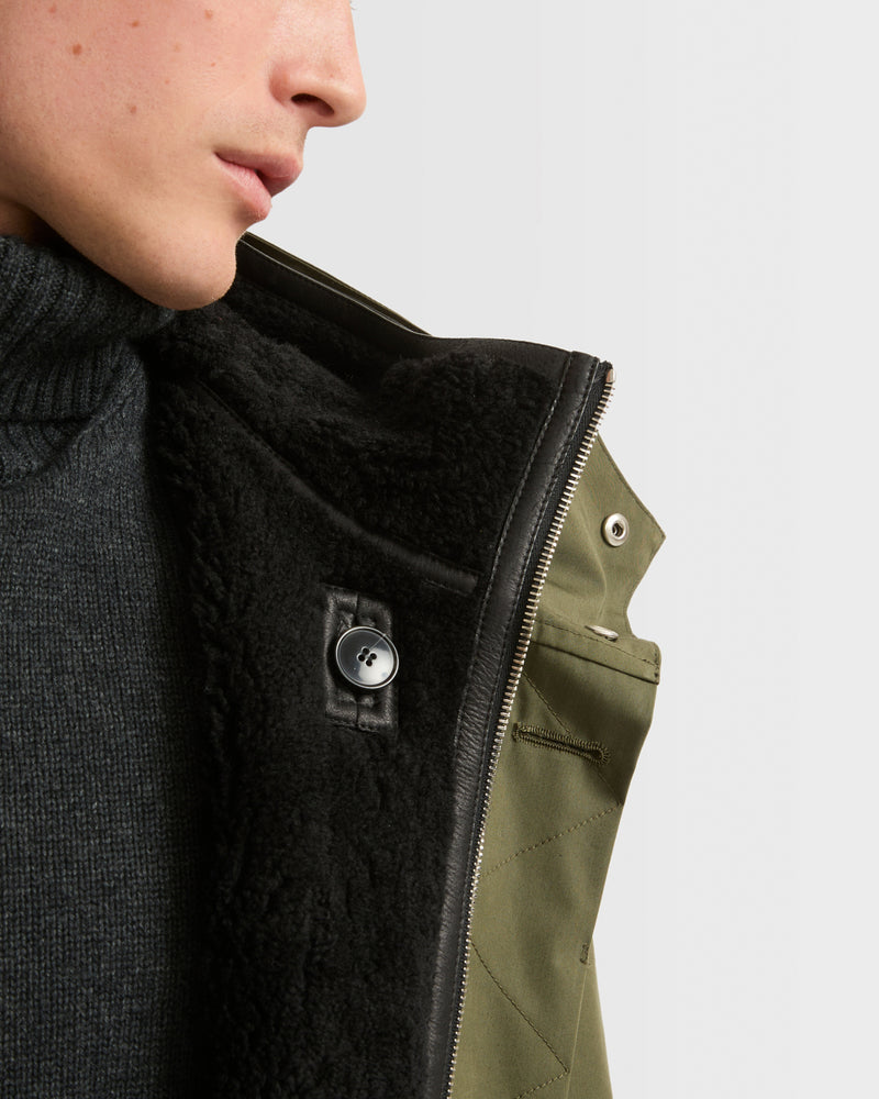 Iconic parka in cotton blend and shearling