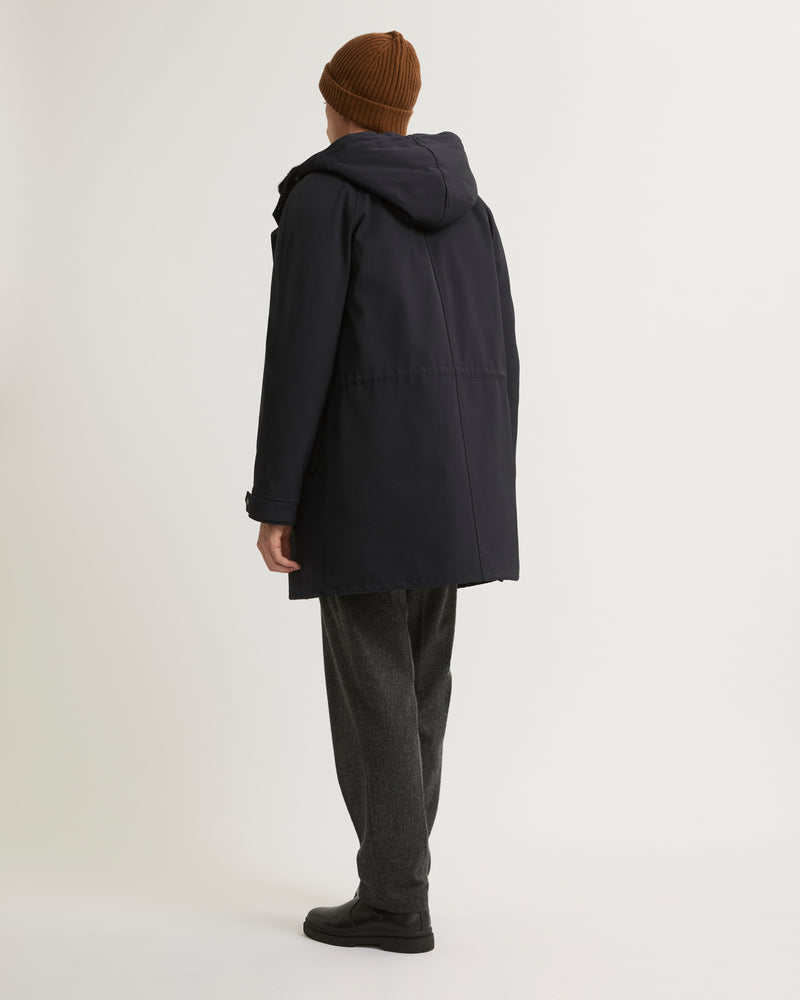 Regular parka in waterproof technical wool and mink fur