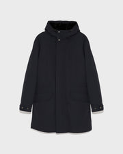 Regular parka in waterproof technical wool and mink fur