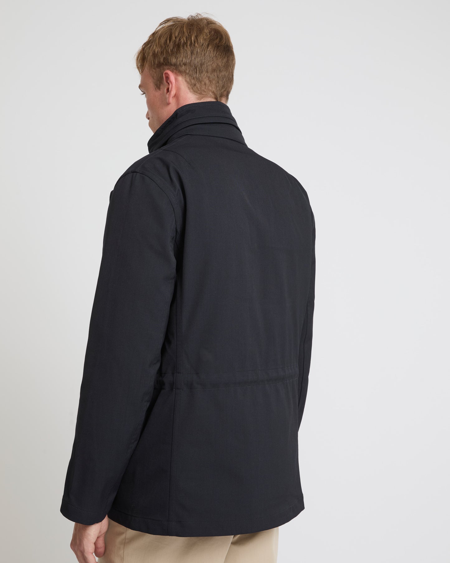 Field jacket in waterproof technical wool and mink fur