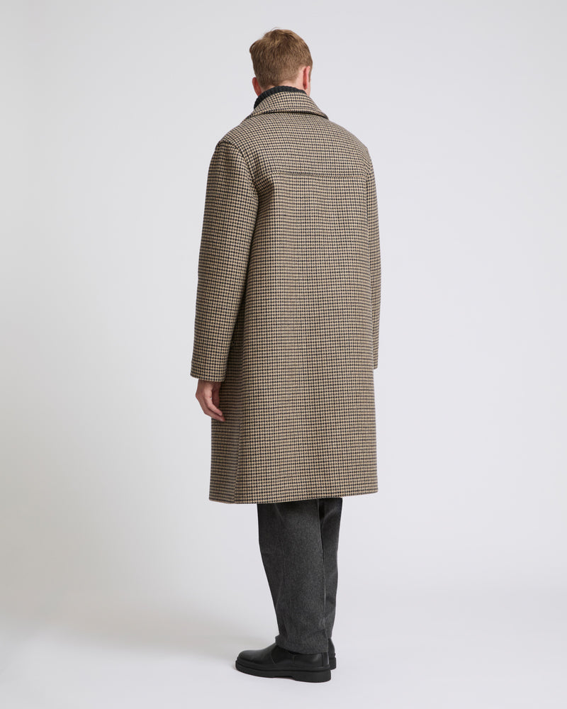Houndstooth woollen fabric coat-Yves Salomon-Winter sale & boxing day