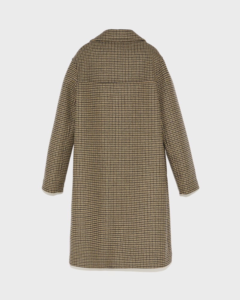 Houndstooth woollen fabric coat-Yves Salomon-Winter sale & boxing day