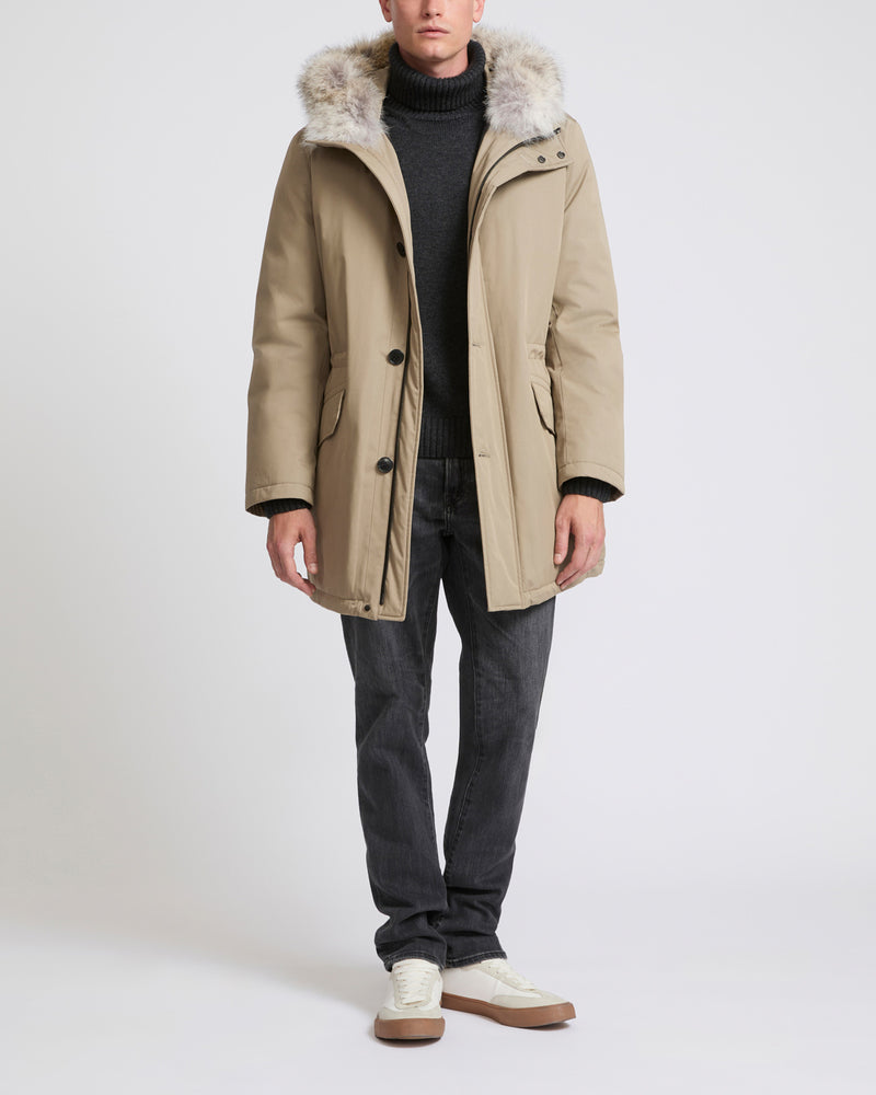 Waterproof cotton-blend iconic parka with coyote fur trim