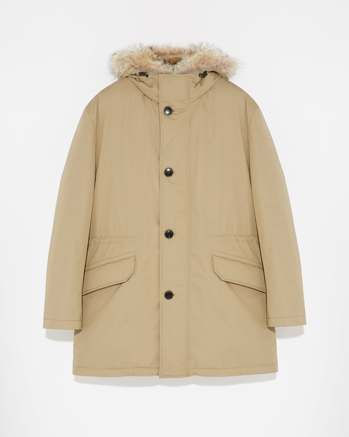 Cotton-blend iconic parka with coyote fur trim - beige - Yves