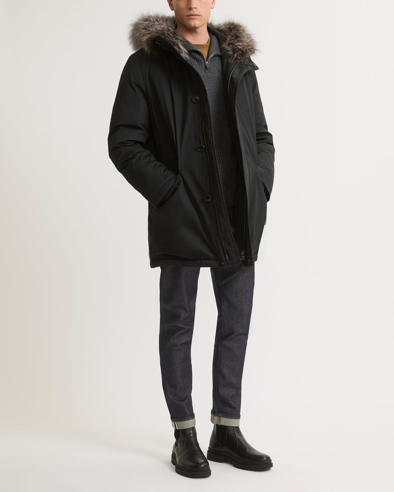 Parka with fox fur hood on sale