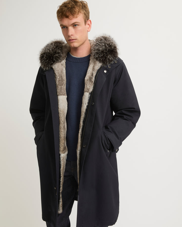 Winter sale & boxing day  -Fishtail parka in technical wool and fur