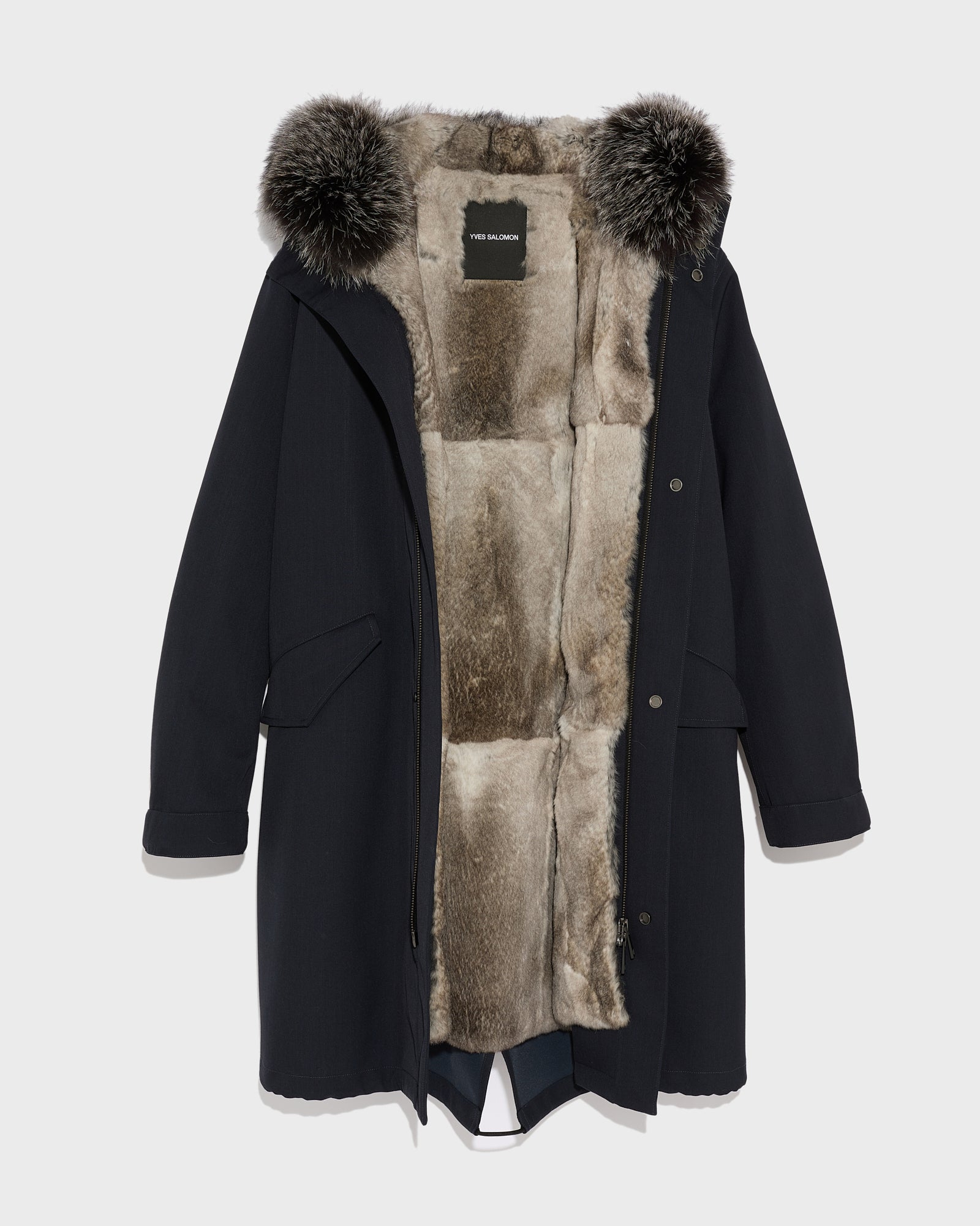Winter sale & boxing day  -Fishtail parka in technical wool and fur