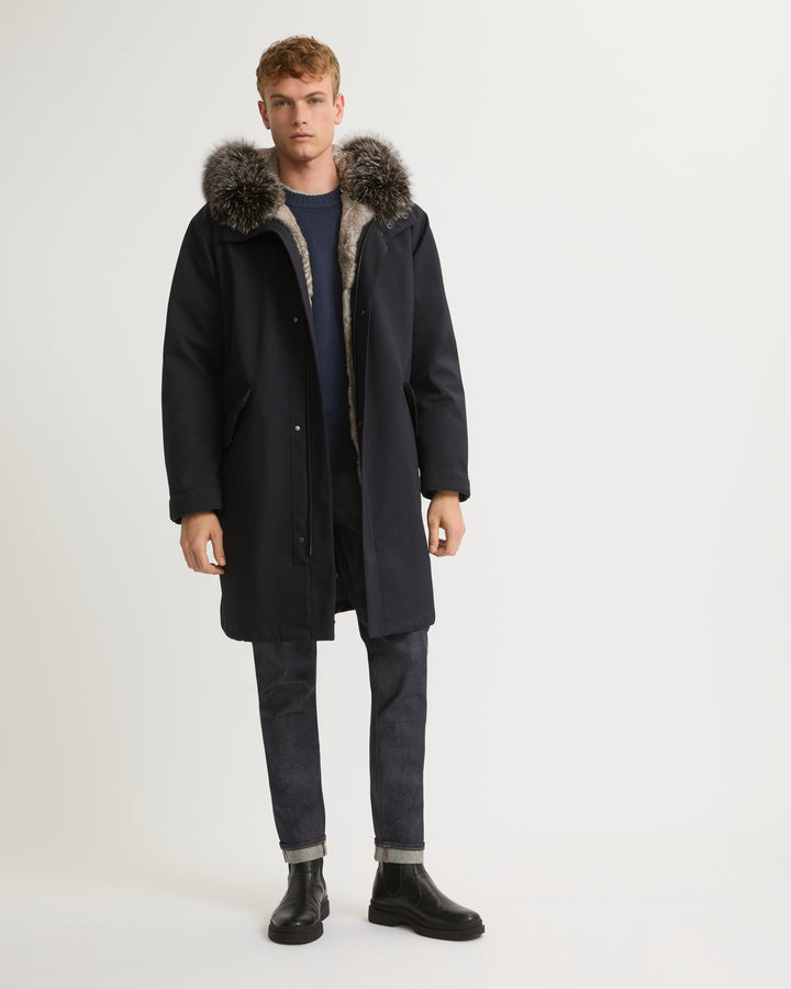 Winter sale & boxing day  -Fishtail parka in technical wool and fur