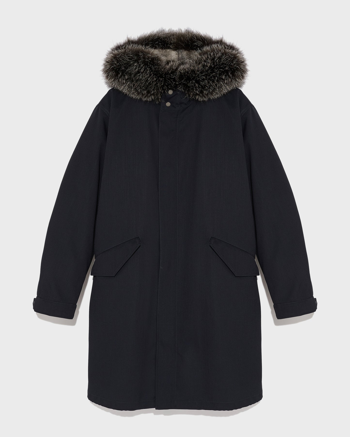 Winter sale & boxing day  -Fishtail parka in technical wool and fur