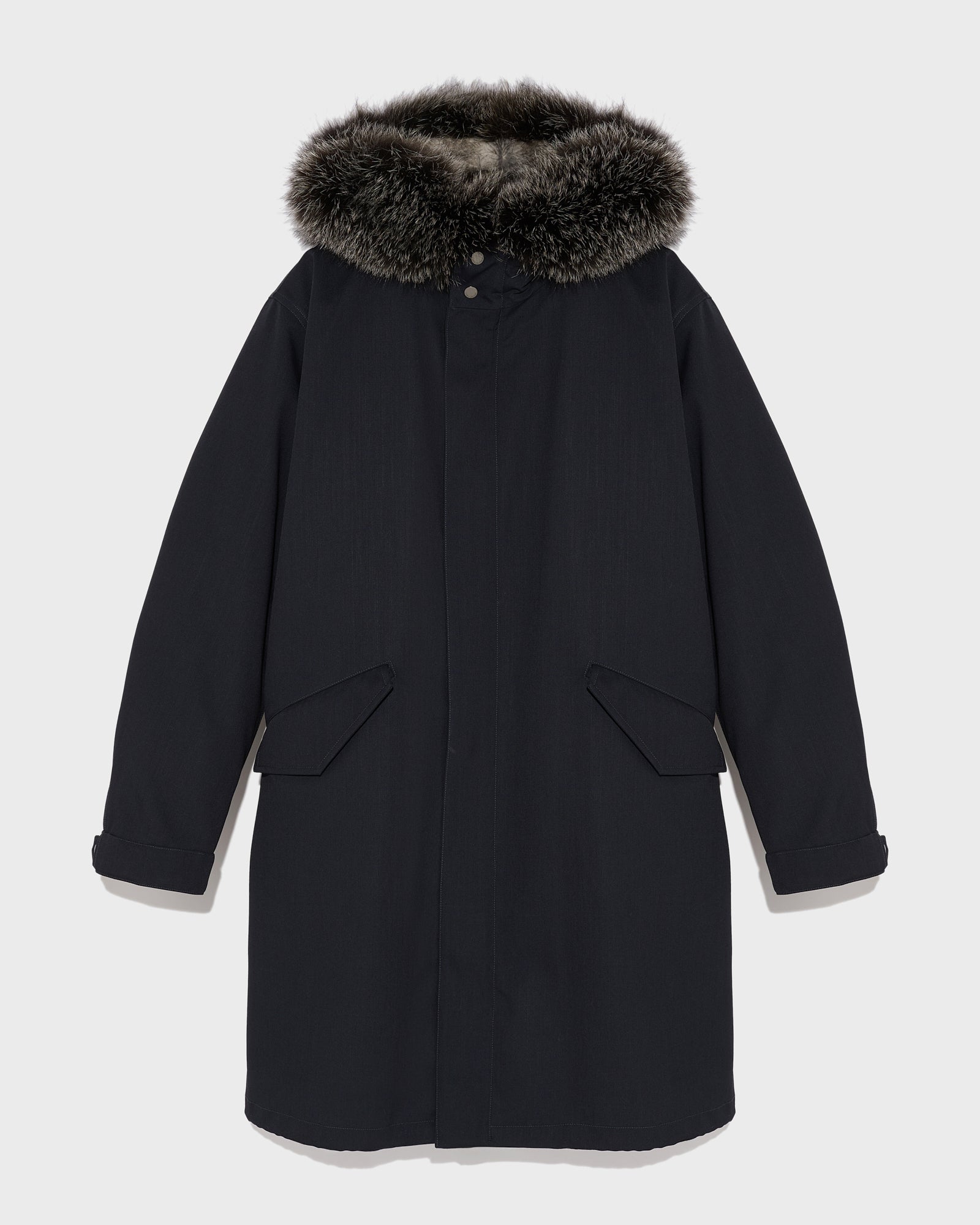 Winter sale & boxing day  -Fishtail parka in technical wool and fur
