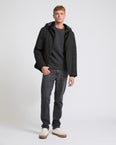 Hooded jacket in waterproof technical gabardine and mink fur