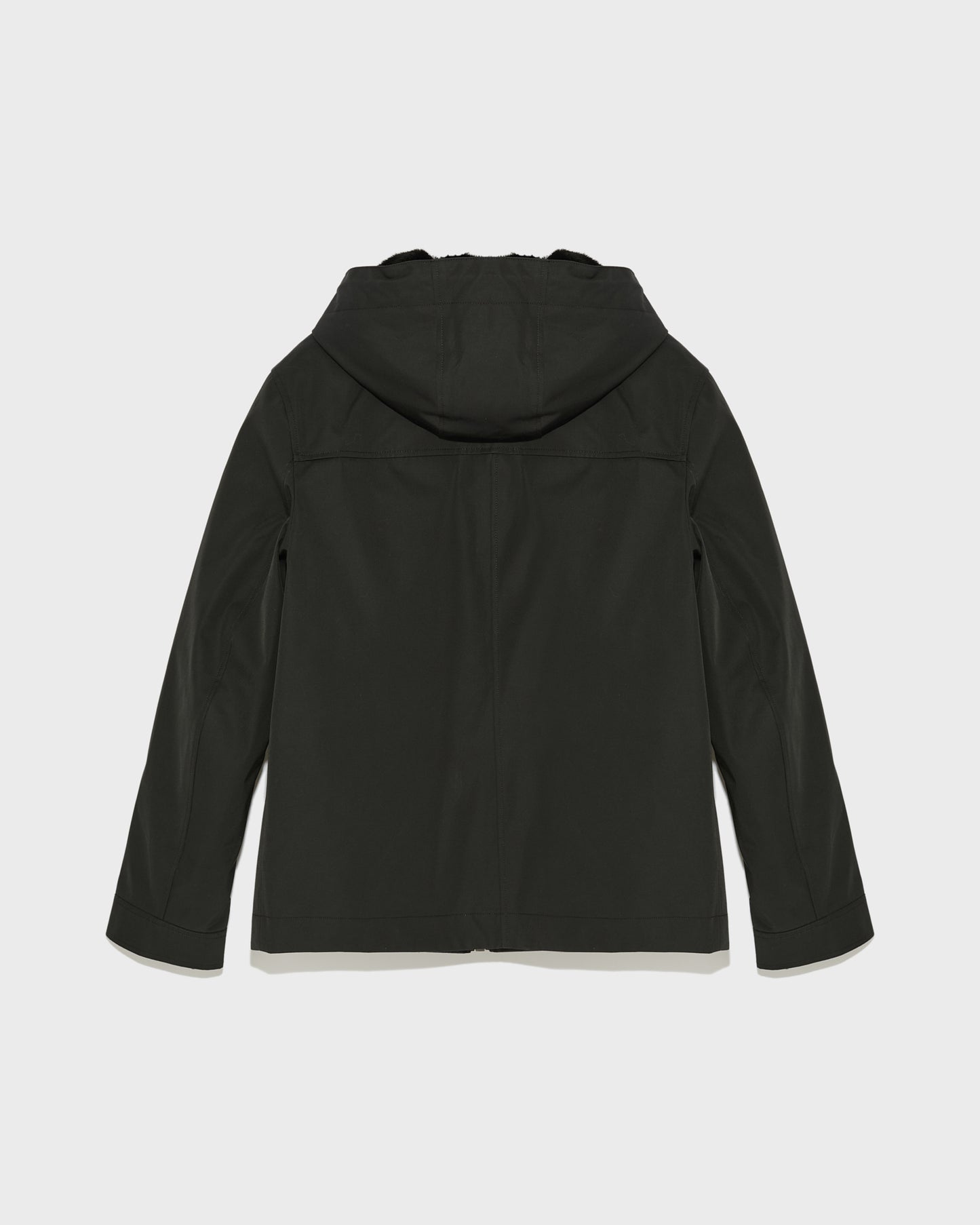 Hooded jacket in technical gabardine and mink fur - black - Yves Salomon