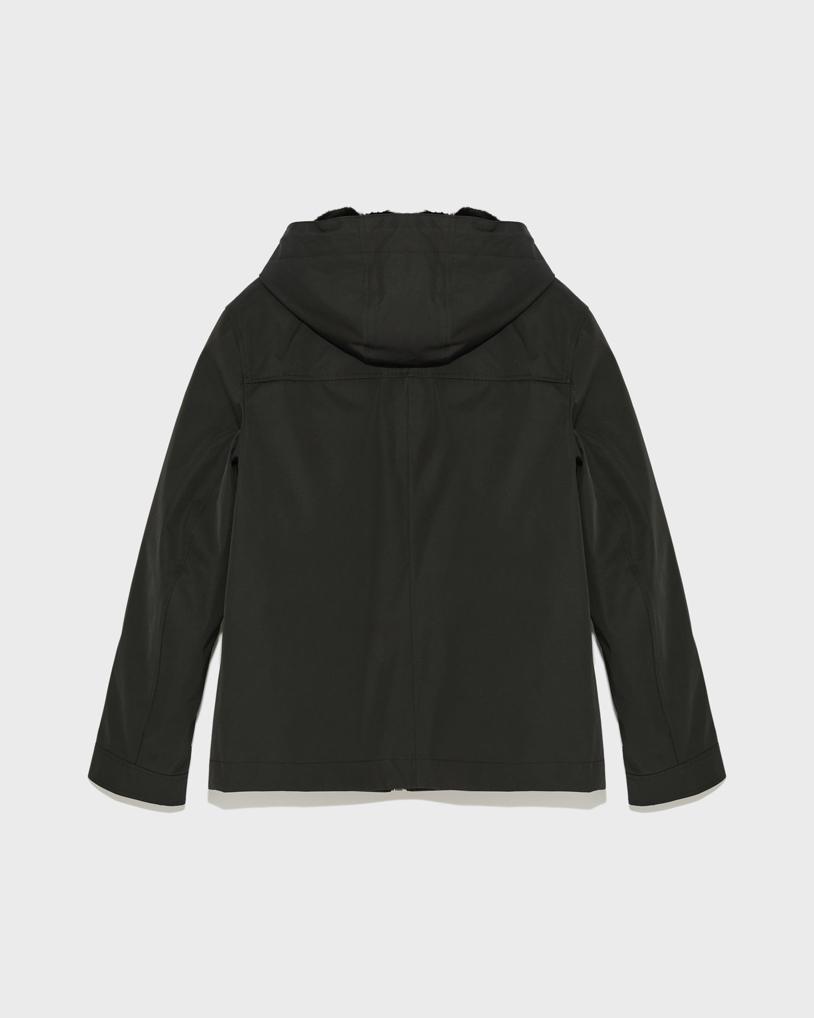 Hooded jacket in technical gabardine and mink fur - black - Yves Salomon