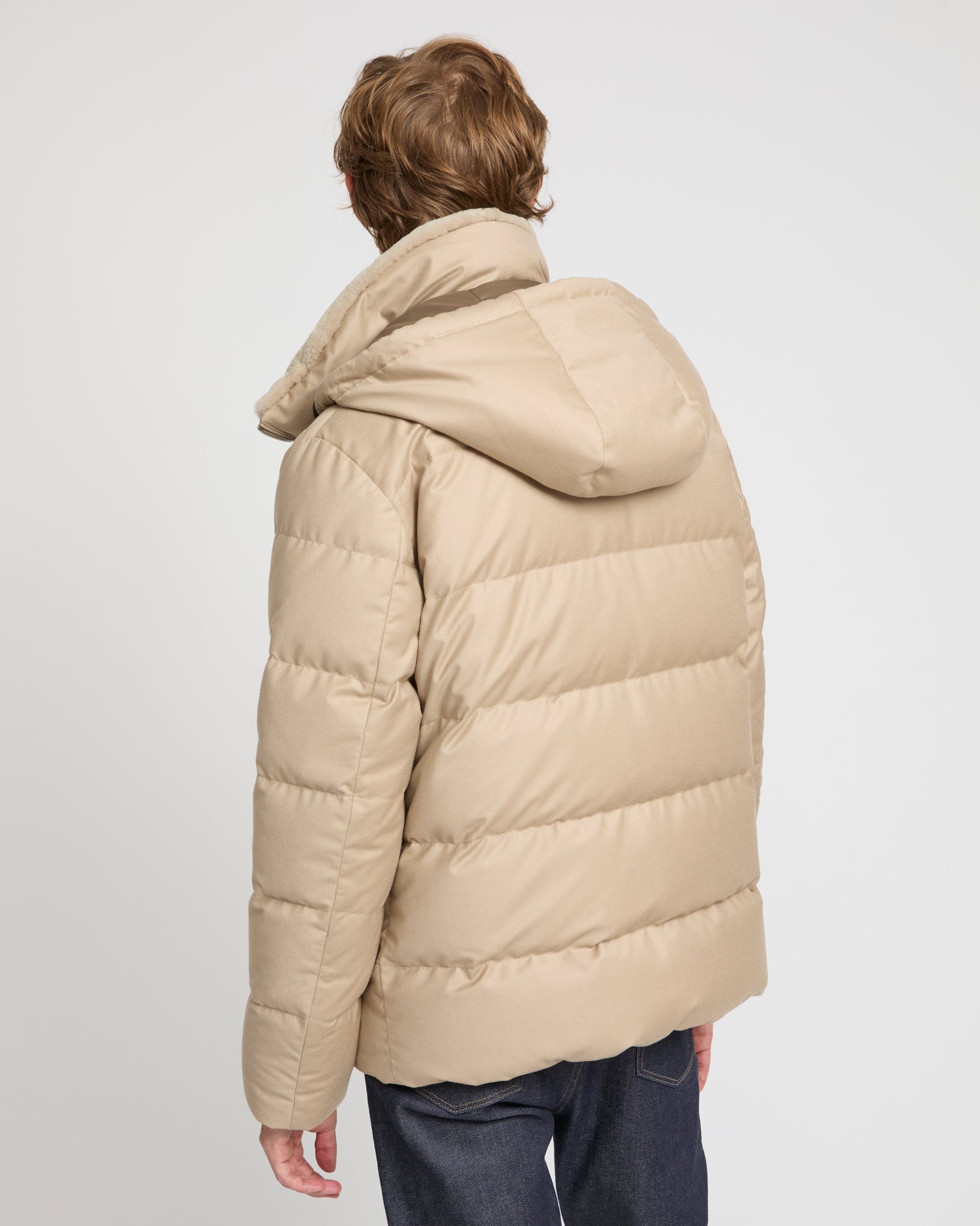 Short down jacket in Loro Piana fabric with mink trim -Yves Salomon