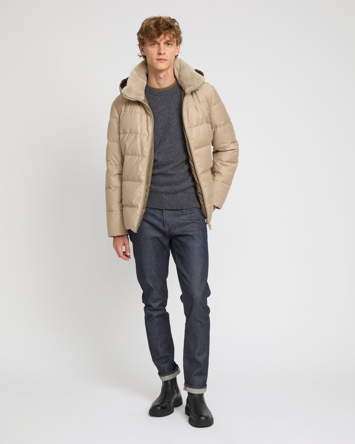 Short down jacket in Loro Piana fabric with mink trim -Yves Salomon