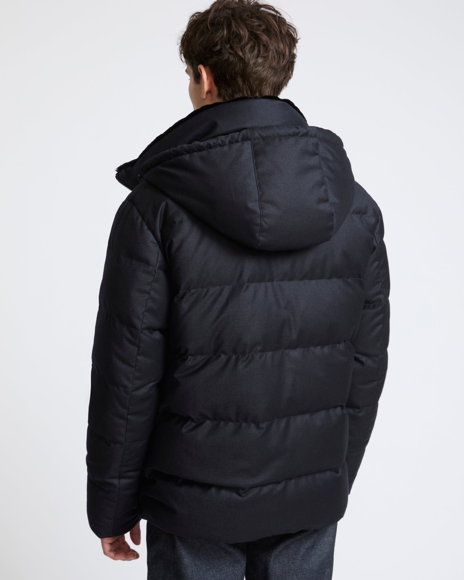 Short down jacket in Loro Piana fabric with mink fur trim - Yves Salomon - New Fall Winter Collection