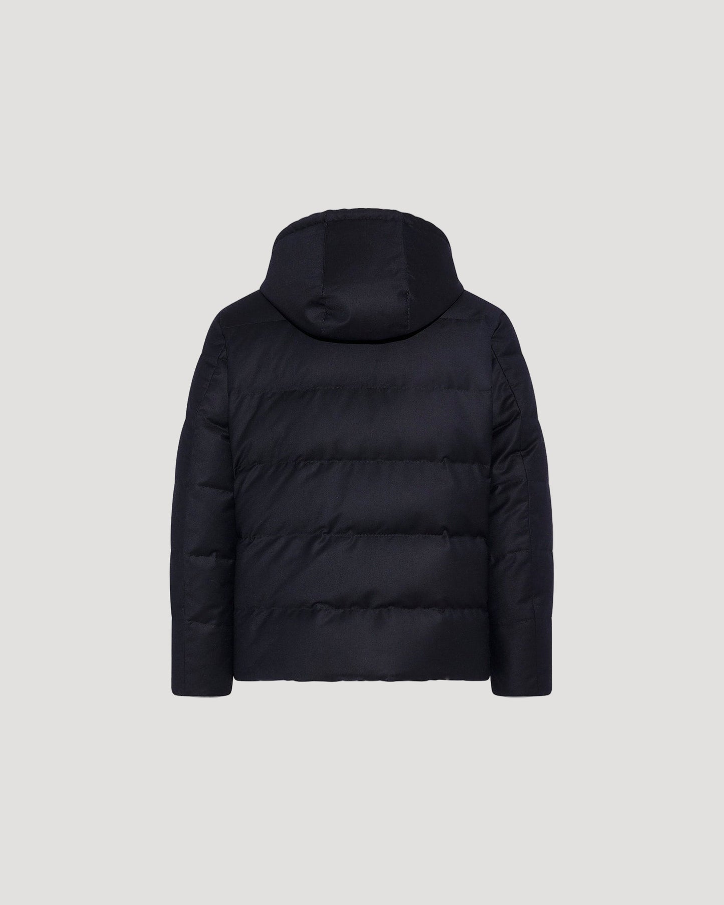 Short down jacket in Loro Piana fabric with mink trim