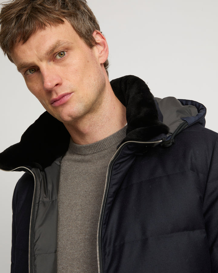 Short down jacket in Loro Piana fabric with mink trim -Yves Salomon
