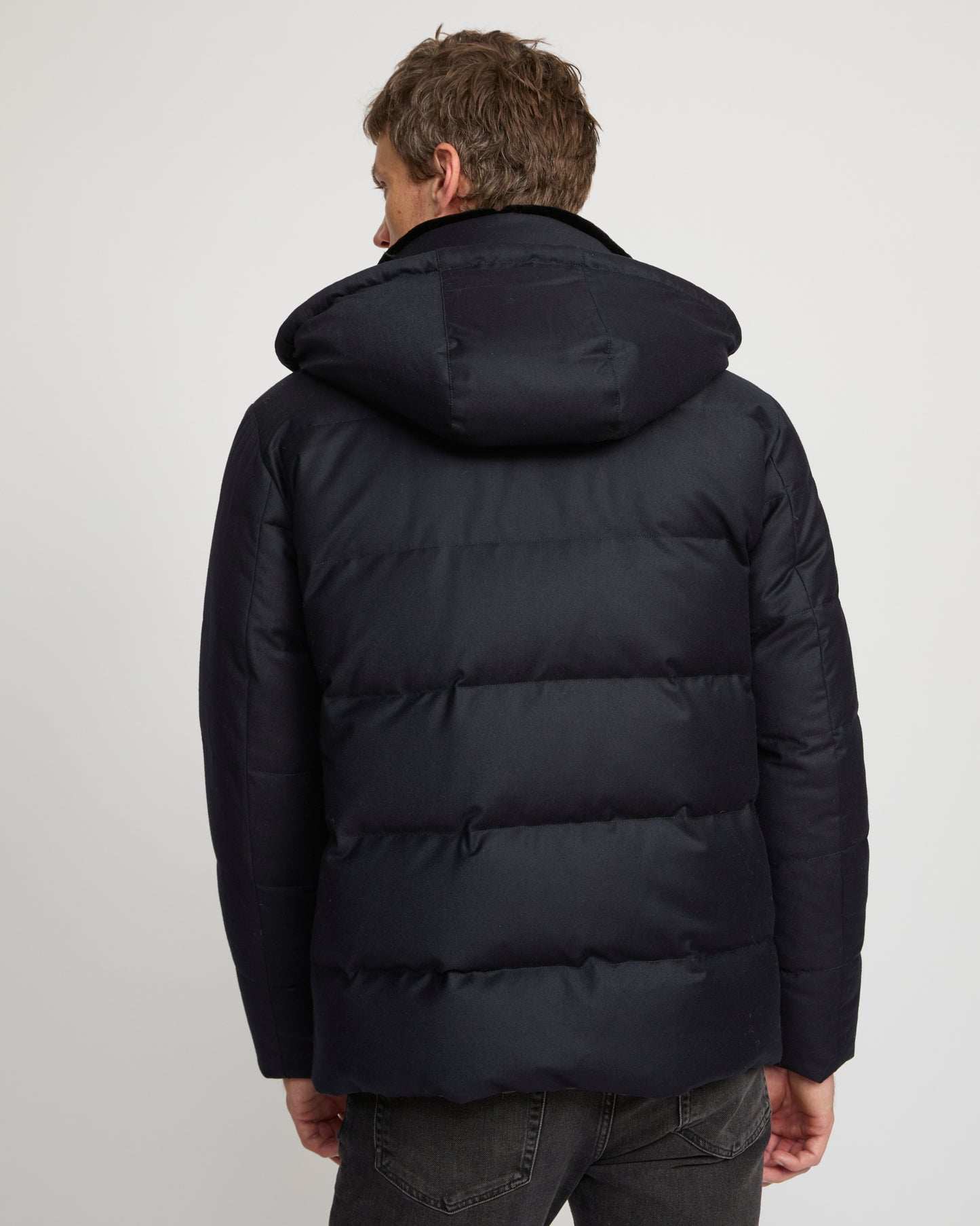 Short down jacket in Loro Piana fabric with mink trim -Yves Salomon