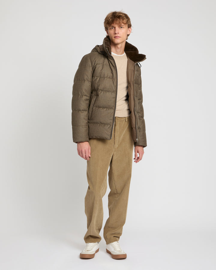 Short down jacket in Loro Piana fabric with mink trim -Yves Salomon